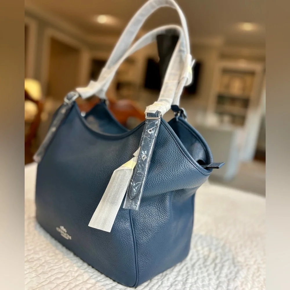 Coach Meadow New with Tags Denim Pebbled Leather Shoulder Bag + authenticity 📝 - Picture 10 of 16